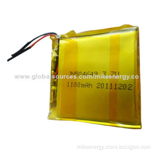 Lithium Polymer Battery with 1,100mAh Capacity and 3.7V Nominal Voltage